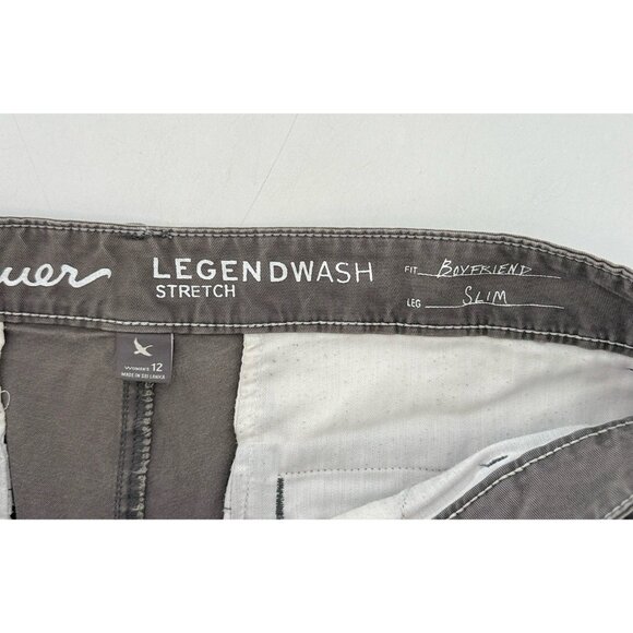 Eddie Bauer Women's Boyfriend Slim Legend Wash Khaki Pants Sz 12 Normcore Preppy - Picture 10 of 12
